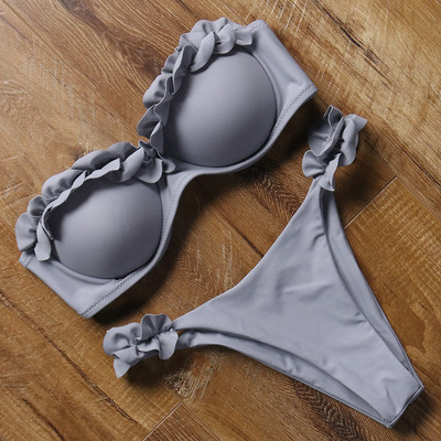 Szexi női bikini brazil fürdőruha Push-up melltartó bikini szett kétrészes fürdőruha fürdőruha Alacsony derekú strandruha Leopárd fürdő