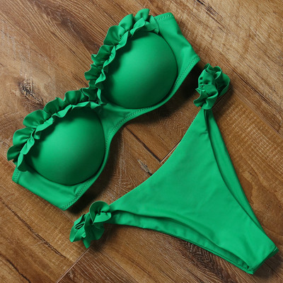 Szexi női bikini brazil fürdőruha Push-up melltartó bikini szett kétrészes fürdőruha fürdőruha Alacsony derekú strandruha Leopárd fürdő