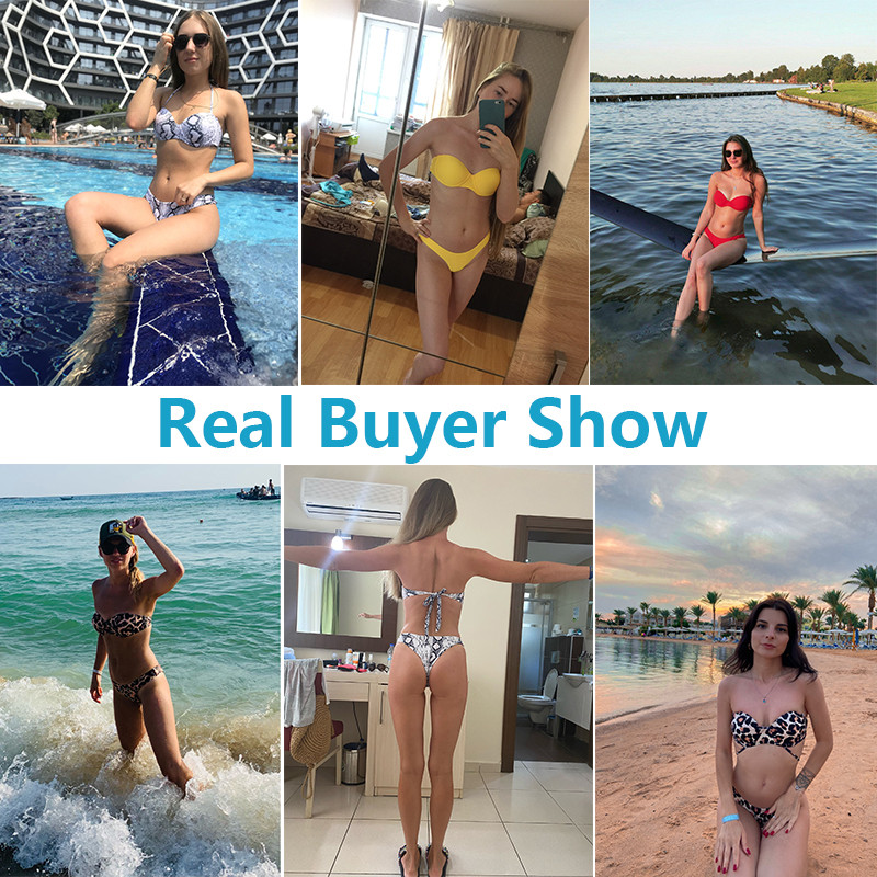 Szexi női bikini brazil fürdőruha Push-up melltartó bikini szett kétrészes fürdőruha fürdőruha Alacsony derekú strandruha Leopárd fürdő