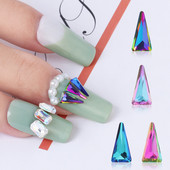 50 vnt. ilgo trikampio straso nagų dailės dekoravimo krištoliniai akmenys brangakmeniai blizgantys strėlės nagai aksesuarai krištoliniai manikiūro dekoro reikmenys