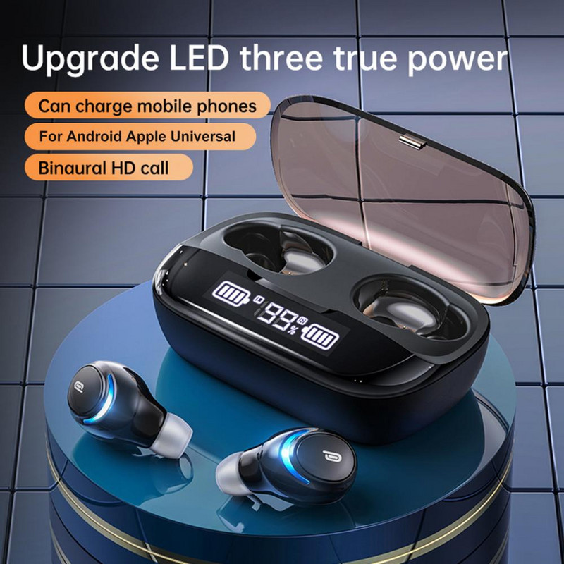 M-U8 TWS Căști fără fir Bluetooth 5.0 Afișaj digital Căști HiFi stereo impermeabile, control tactil HiFi, căști anti-zgomot