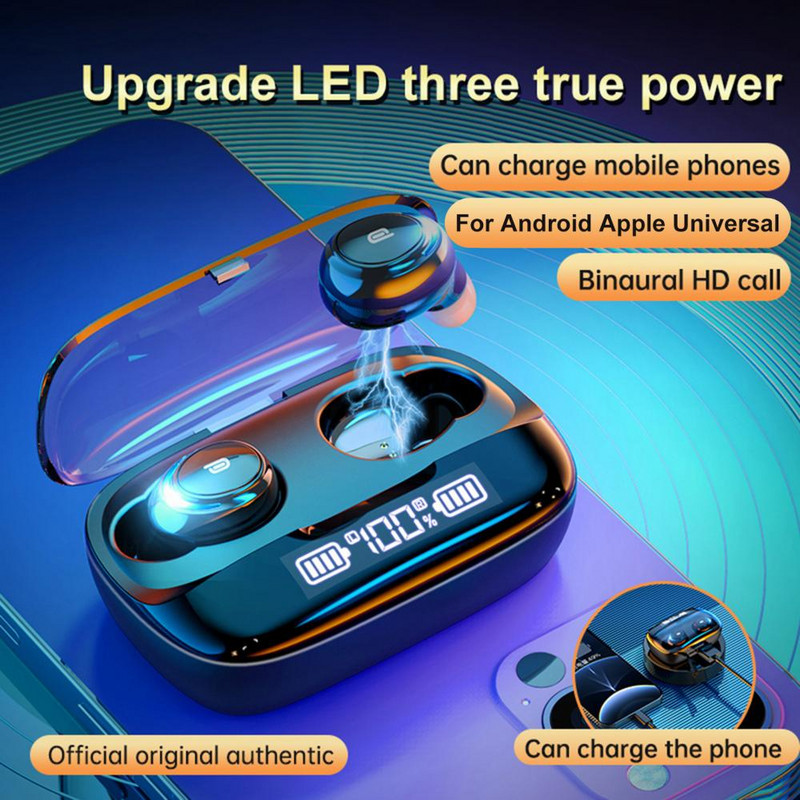 M-U8 TWS Căști fără fir Bluetooth 5.0 Afișaj digital Căști HiFi stereo impermeabile, control tactil HiFi, căști anti-zgomot