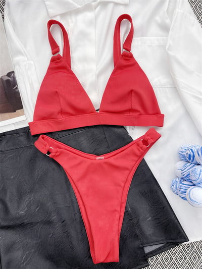 Para Praia 10 Colors 2023 Καλοκαιρινό γυναικείο μαγιό Halter Brazilian μπικίνι Γυναικεία μαγιό Push Up Σετ μπικίνι με δαχτυλίδι