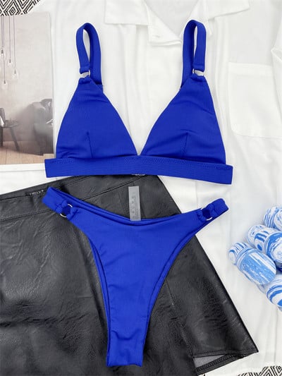 Para Praia 10 Colors 2023 Καλοκαιρινό γυναικείο μαγιό Halter Brazilian μπικίνι Γυναικεία μαγιό Push Up Σετ μπικίνι με δαχτυλίδι