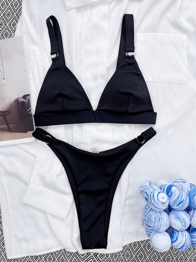 Para Praia 10 Colors 2023 Καλοκαιρινό γυναικείο μαγιό Halter Brazilian μπικίνι Γυναικεία μαγιό Push Up Σετ μπικίνι με δαχτυλίδι