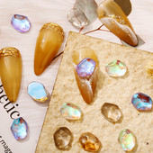 50 buc./lot, neregulat, transparent, moka, strasuri pentru unghii, cu spate plat, pietre prețioase de cristal, piatră strass, decorațiuni pentru unghii, accesorii, accesorii