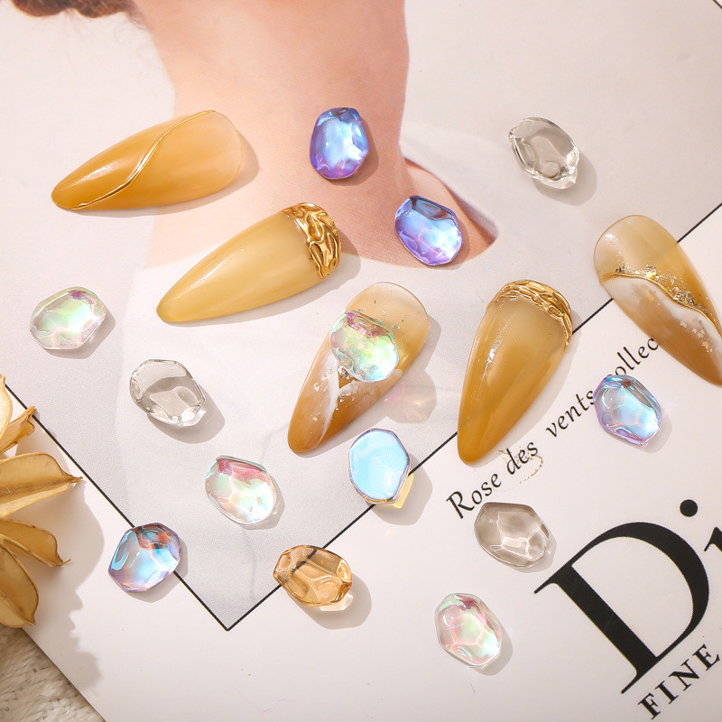 50 buc./lot, neregulat, transparent, moka, strasuri pentru unghii, cu spate plat, pietre prețioase de cristal, piatră strass, decorațiuni pentru unghii, accesorii, accesorii