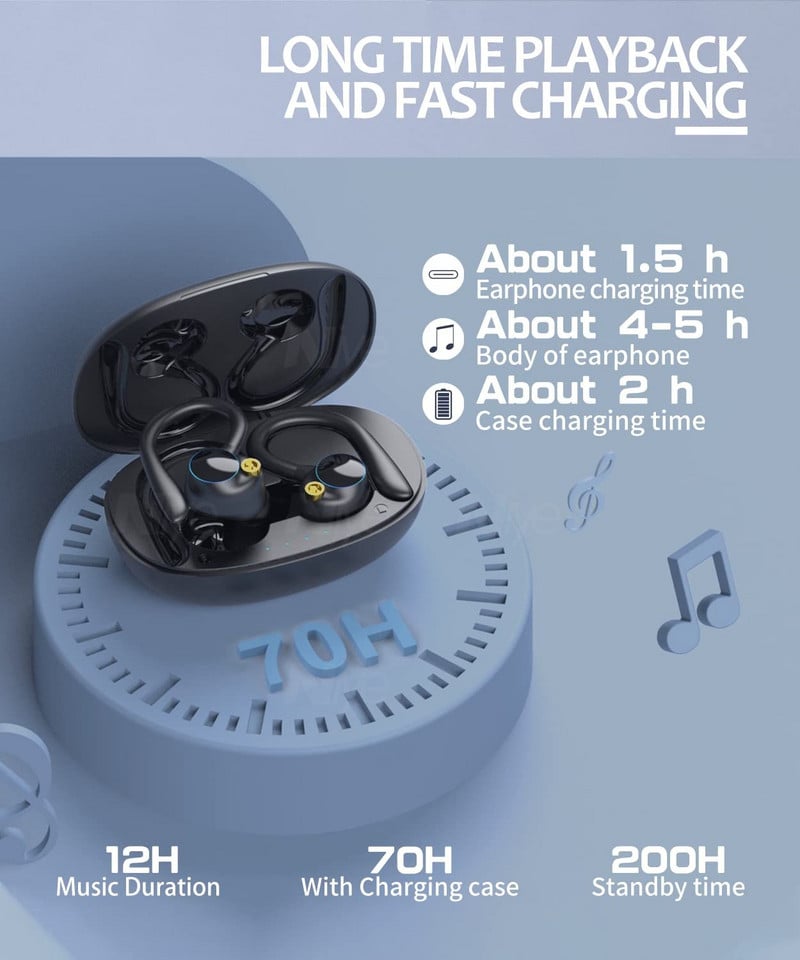 70H Bezdrôtové slúchadlá do uší TWS Bluetooth 5.2 Športové bezdrôtové Bluetooth slúchadlá Inteligentné slúchadlá s potlačením hluku