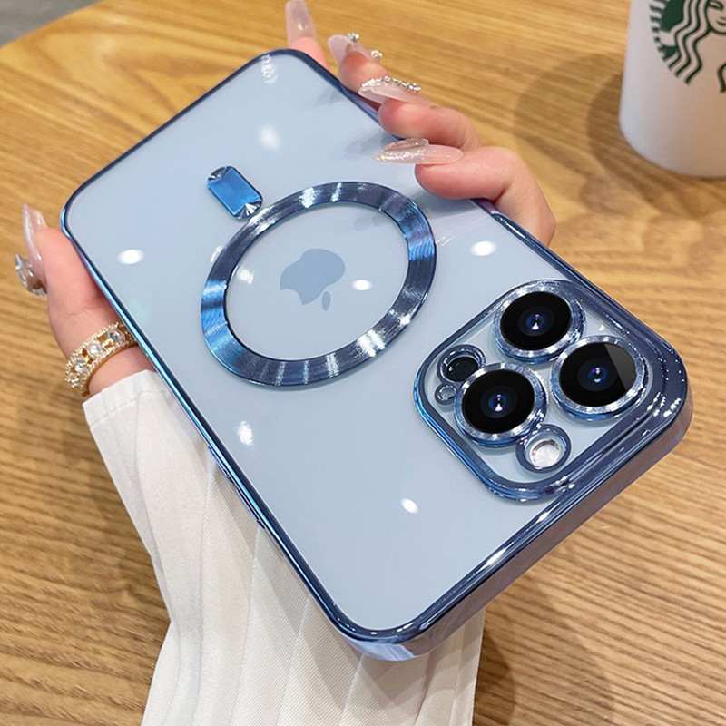 Πολυτελής διαφανής μαγνητική θήκη φόρτισης Magsafe για iPhone 14 Plus 13 12 11 Pro Max Clear Plating Κάλυμμα σιλικόνης