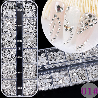 1 kutija Staklena miješana dekoracija za nokte Kit sa kamenčićima Pribor za manikuru noktiju Dragulji Kristali Oprema za nokte za profesionalce