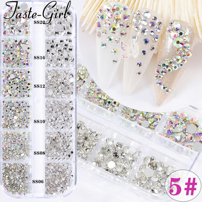 1 kutija Staklena miješana dekoracija za nokte Kit sa kamenčićima Pribor za manikuru noktiju Dragulji Kristali Oprema za nokte za profesionalce