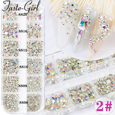 1 kutija Staklena miješana dekoracija za nokte Kit sa kamenčićima Pribor za manikuru noktiju Dragulji Kristali Oprema za nokte za profesionalce