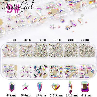 1 kutija Staklena miješana dekoracija za nokte Kit sa kamenčićima Pribor za manikuru noktiju Dragulji Kristali Oprema za nokte za profesionalce