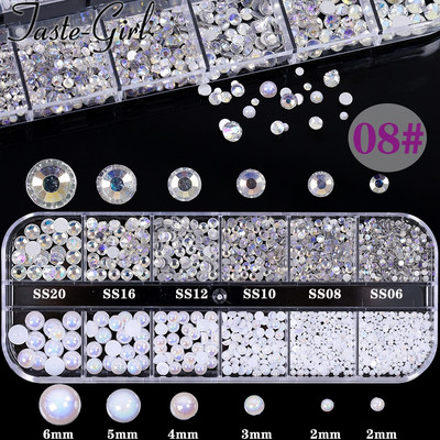 1 kutija Staklena miješana dekoracija za nokte Kit sa kamenčićima Pribor za manikuru noktiju Dragulji Kristali Oprema za nokte za profesionalce