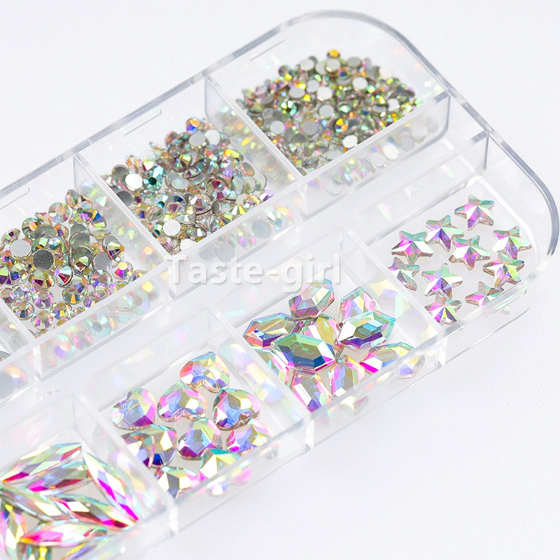 1 kutija Staklena miješana dekoracija za nokte Kit sa kamenčićima Pribor za manikuru noktiju Dragulji Kristali Oprema za nokte za profesionalce