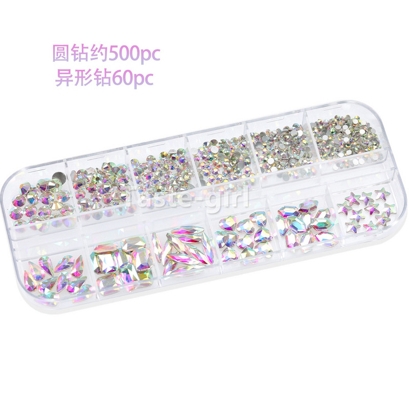 1 kutija Staklena miješana dekoracija za nokte Kit sa kamenčićima Pribor za manikuru noktiju Dragulji Kristali Oprema za nokte za profesionalce