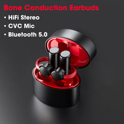 True Bone Conduction Earphone Ασύρματα ακουστικά Ambie Bluetooth 5.2 TWS Earbuds Headset Sports Bone EarHook Hifi 4D Stereo