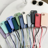 Curea de colier, curea pentru șnur, husă de telefon din silicon lichid pentru iphone 13 12 MiNi 11 Pro X XR XS Max 6s 7 8 Plus SE 2
