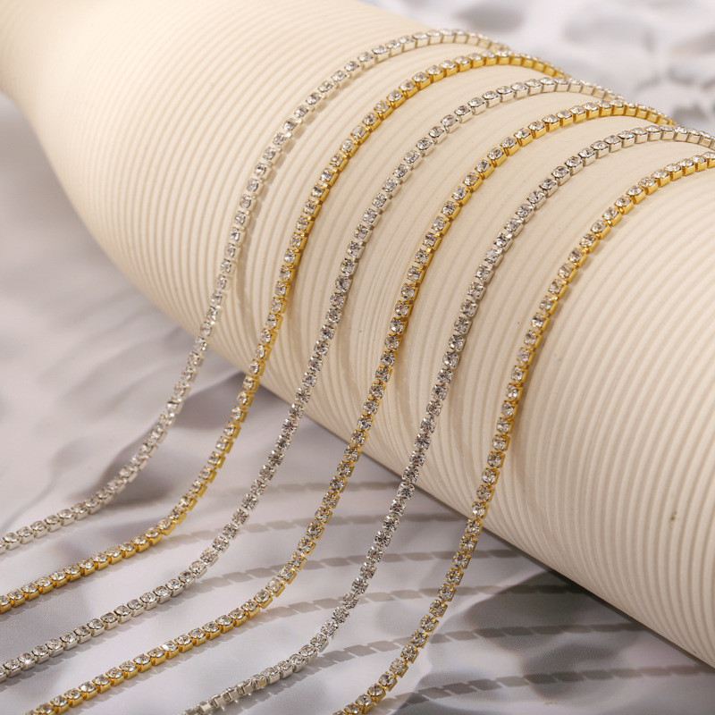 100CM gusta čašica za ukrašavanje noktiju Lanac od vještačkih dijamanata Zlato Srebrni dodaci za manikuru 3D ukrasi za uljepšavanje noktiju Dijelovi za dizajn