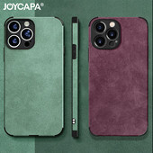 Луксозен удароустойчив матов кожен калъф от агнешка кожа за iPhone 14 13 12 11 Pro X XR XS Max 7 8 Plus мек плат Vintage Cover Funda