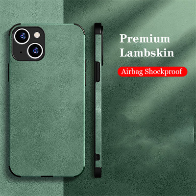 Луксозен удароустойчив матов кожен калъф от агнешка кожа за iPhone 14 13 12 11 Pro X XR XS Max 7 8 Plus мек плат Vintage Cover Funda