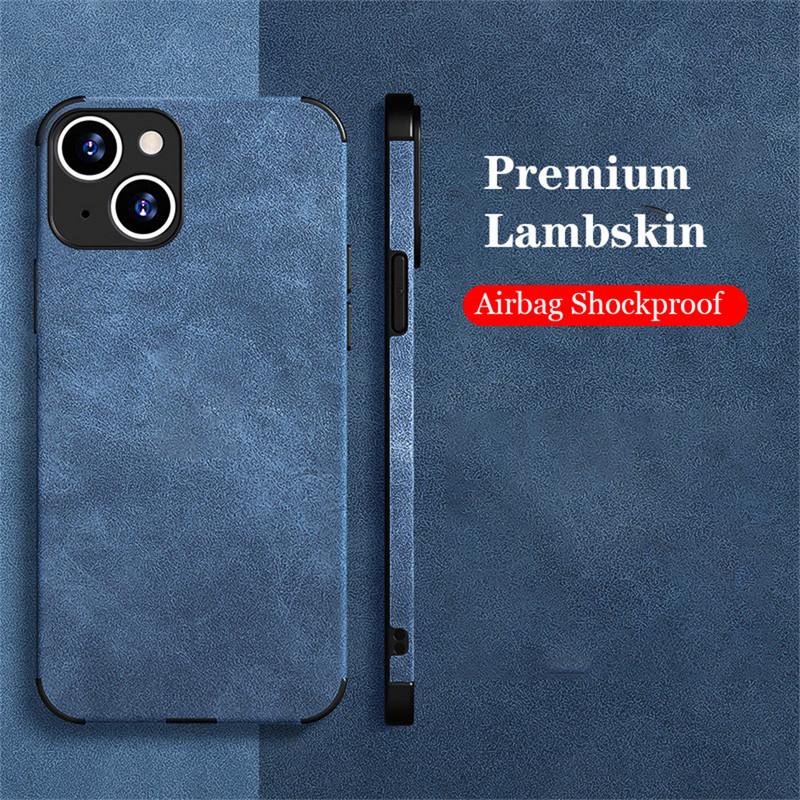 Husa din piele de miel mata rezistenta la socuri de lux pentru iPhone 14 13 12 11 Pro X XR XS Max 7 8 Plus Husa vintage din material moale