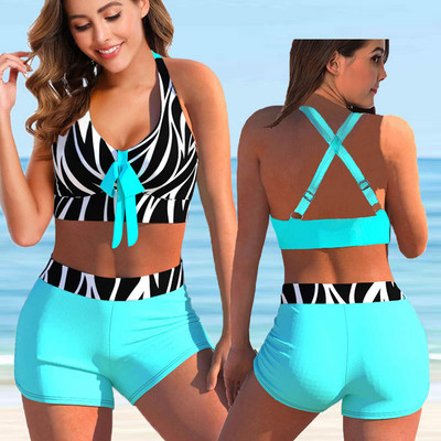 2022. Novi ženski ljetni prugasti bikini kompleti kupaćih kostima Ženski seksi kupaći kostim Dvodijelni komplet kupaćih kostima široke majice za plažu