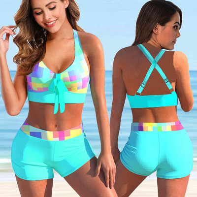 2022. Novi ženski ljetni prugasti bikini kompleti kupaćih kostima Ženski seksi kupaći kostim Dvodijelni komplet kupaćih kostima široke majice za plažu