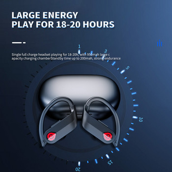 48H ασύρματα ακουστικά Bluetooth 5.3 Ακουστικά Ακουστικά με γάντζο αυτιού Αθλητικά ακουστικά με θήκη φόρτισης LED Ακουστικά μικροφώνου