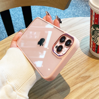 Luksuzna prozirna metalna zaštitna maska za leće za iPhone 14 13 12 Mini 11 Pro XS Max XR X 8Plus silikonska maska otporna na udarce