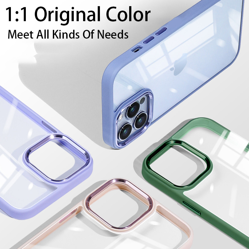 Luksuslik läbipaistev metallist objektiivi kaitseümbris iPhone 14 13 12 Mini 11 Pro XS Max XR X 8Plus silikoonist kaitseraua põrutuskindel kate