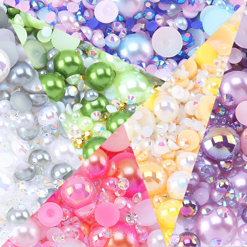 30G mješoviti dizajn Poluokrugli kamenčići Biser za odjeću Ukrasi za nokte Sjajni ravni kristalni dragulji Pribor za manikuru