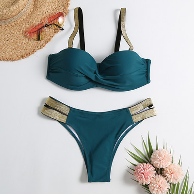 Seksualūs senoviniai retro bikini maudymosi kostiumėliai, seksualūs maudymosi kostiumėliai, moteriški, 2022 m. Nauji vasaros mikro V formos žalios spalvos maudymosi kostiumėliai