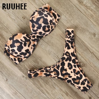 RUUHEE Μπικίνι Μαγιό Γυναικεία Μαγιό 2023 Leopard Brazilian Bikini Σετ Push Up Μαγιό Γυναικείο καλοκαιρινό μπικίνι παραλίας