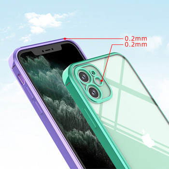 Πολυτελής επιμετάλλωση Διάφανη θήκη για iPhone 11 12 13 14 Pro Max Τετράγωνη θήκη Silicone X XR XS Max 8 7 Plus Διαφανής θήκη