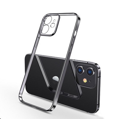 Luksuslik kattega läbipaistev ümbris iPhone 11 12 13 14 Pro Max kandilise raamiga silikoon X XR XS Max 8 7 Plus selge tagakaane ümbris