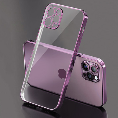 Luksuslik kattega läbipaistev ümbris iPhone 11 12 13 14 Pro Max kandilise raamiga silikoon X XR XS Max 8 7 Plus selge tagakaane ümbris