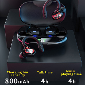 Спортни Bluetooth слушалки с микрофон Hifi Стерео Спортни водоустойчиви слушалки Кука за уши Безжични спортни слушалки със свободни ръце