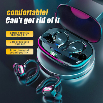 Спортни Bluetooth слушалки с микрофон Hifi Стерео Спортни водоустойчиви слушалки Кука за уши Безжични спортни слушалки със свободни ръце