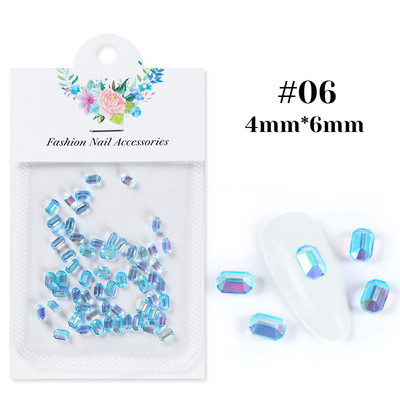 40 kom. Ukrasni kamenčići za nokte Pravokutni kristalni sjajni 3D dragi kamen Manikura Nail Art Decoration Charms Nakit Dodaci