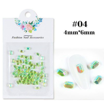 40 kom. Ukrasni kamenčići za nokte Pravokutni kristalni sjajni 3D dragi kamen Manikura Nail Art Decoration Charms Nakit Dodaci