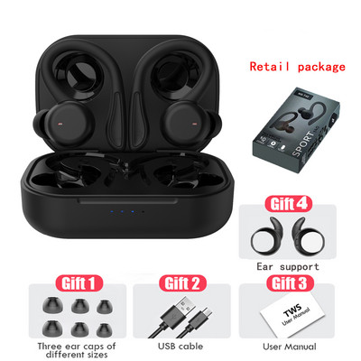 Căști fără fir Bluetooth sport cu microfon Cârlige pentru urechi sport rezistente la apă Căști fără fir cu muzică stereo Hifi pentru telefon