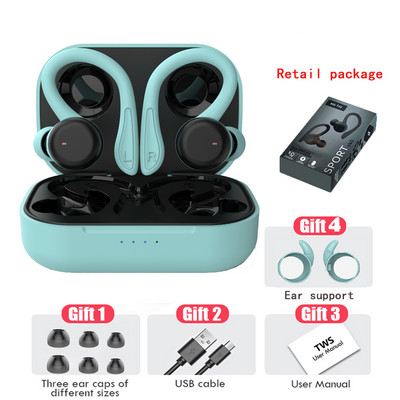 Căști fără fir Bluetooth sport cu microfon Cârlige pentru urechi sport rezistente la apă Căști fără fir cu muzică stereo Hifi pentru telefon