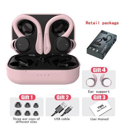 Căști fără fir Bluetooth sport cu microfon Cârlige pentru urechi sport rezistente la apă Căști fără fir cu muzică stereo Hifi pentru telefon