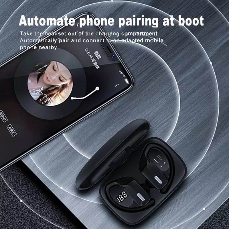 Športové bezdrôtové Bluetooth slúchadlá s mikrofónom, vodotesné IPX5, športové slúchadlá s háčikom na uši, HiFi stereo hudobné slúchadlá