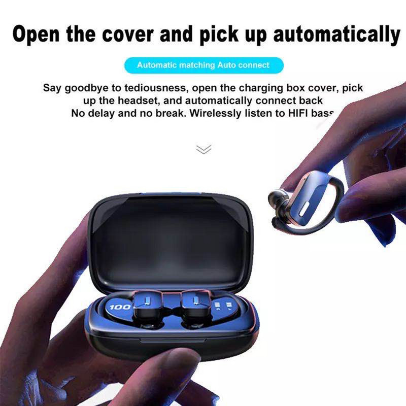 Športové bezdrôtové Bluetooth slúchadlá s mikrofónom, vodotesné IPX5, športové slúchadlá s háčikom na uši, HiFi stereo hudobné slúchadlá