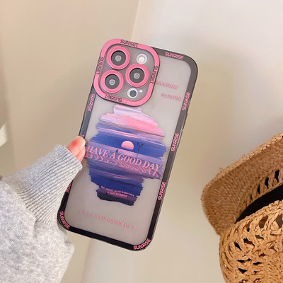 Ретро Sunset Clouds Snow Mountain Калъф за iPhone 13 Pro 11 12Pro Max XR XS Max 8Plus 14 X Защита на обектива Удароустойчиво меко покритие