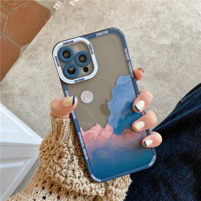 Ретро Sunset Clouds Snow Mountain Калъф за iPhone 13 Pro 11 12Pro Max XR XS Max 8Plus 14 X Защита на обектива Удароустойчиво меко покритие