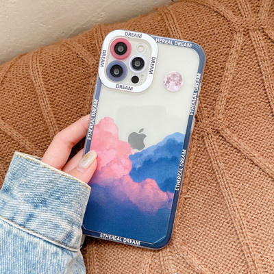 Ретро Sunset Clouds Snow Mountain Калъф за iPhone 13 Pro 11 12Pro Max XR XS Max 8Plus 14 X Защита на обектива Удароустойчиво меко покритие