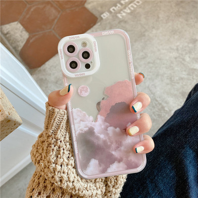 Ретро Sunset Clouds Snow Mountain Калъф за iPhone 13 Pro 11 12Pro Max XR XS Max 8Plus 14 X Защита на обектива Удароустойчиво меко покритие